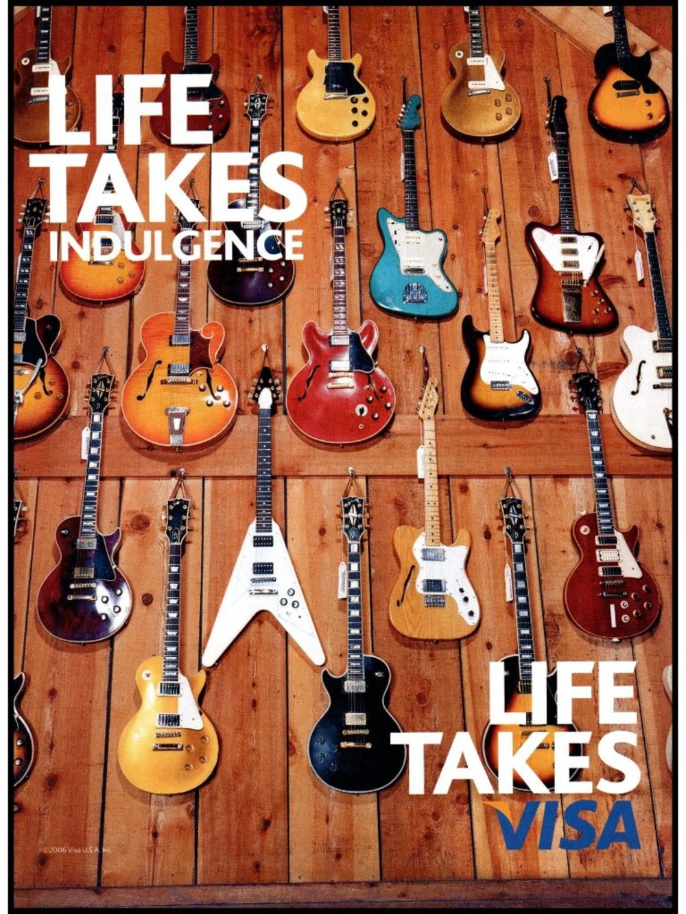 2006 Visa Credit Card Vintage Print Ad Life Takes Electric Guitars Wall Art